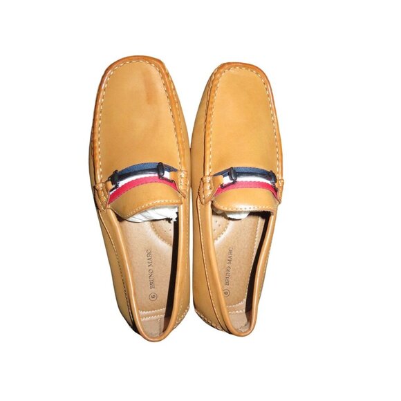 Bruno Marc Tan Leather Loafer Driving Shoes Moccasins Slip On Men's 6 women's 8 - Picture 3 of 7